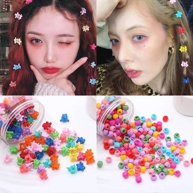 30/100pcs Hair Braids Beads Headwear Cute Candy Colors Plastic Hairpins  Mini Hair Claw Clips for Women Girls Hair Accessories - AliExpress